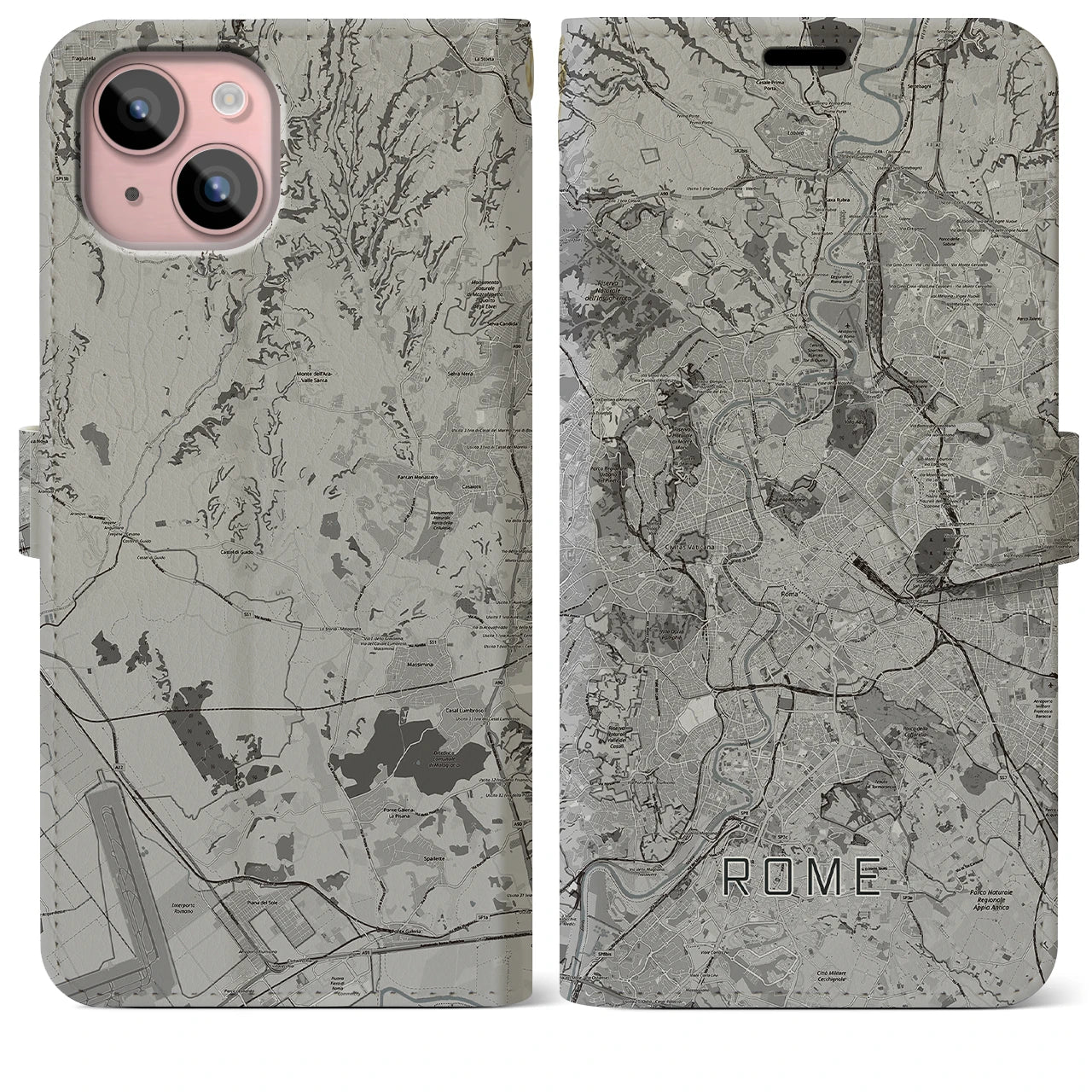 【ローマ(イタリア)】地図柄iPhoneケース(手帳タイプ)