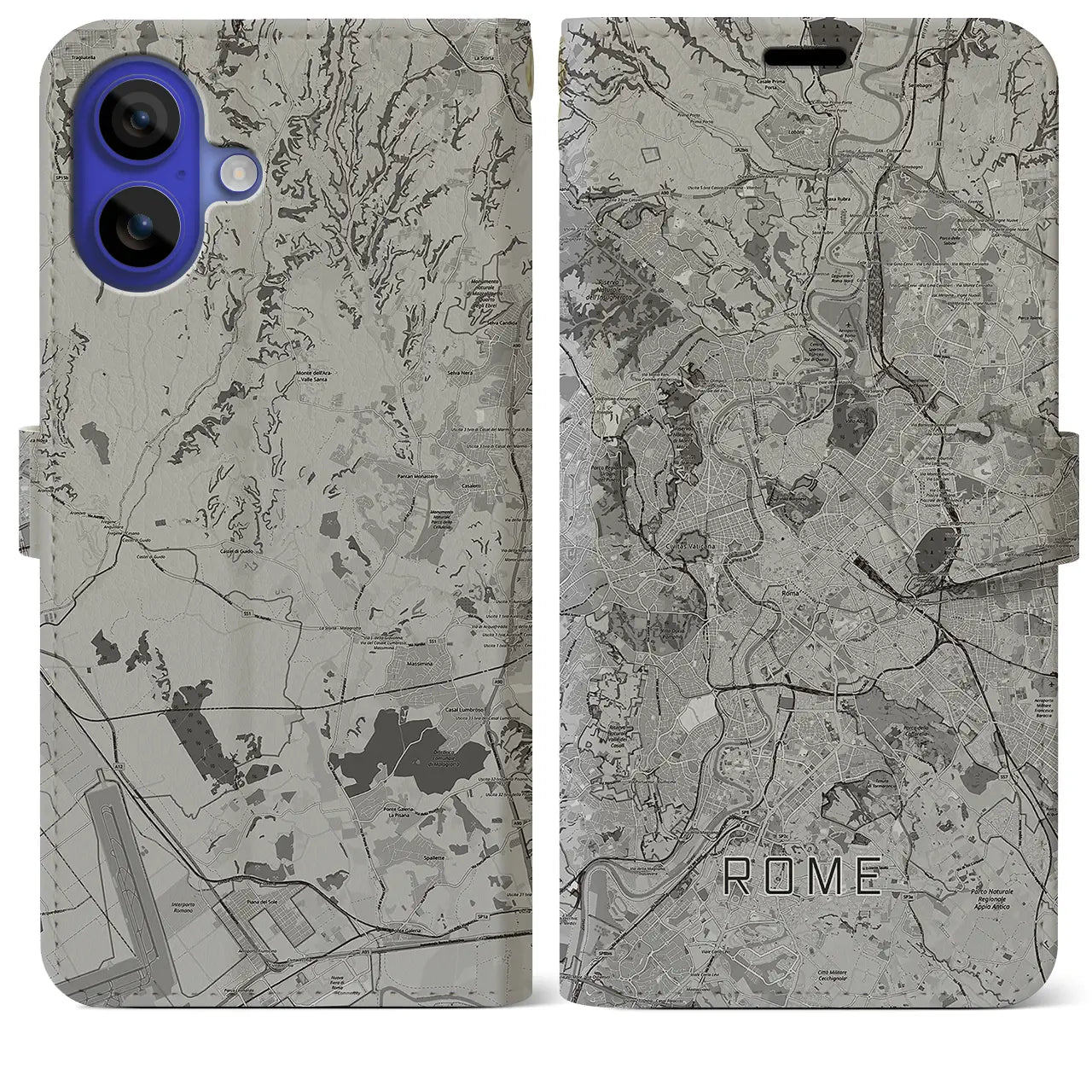 【ローマ(イタリア)】地図柄iPhoneケース(手帳タイプ)