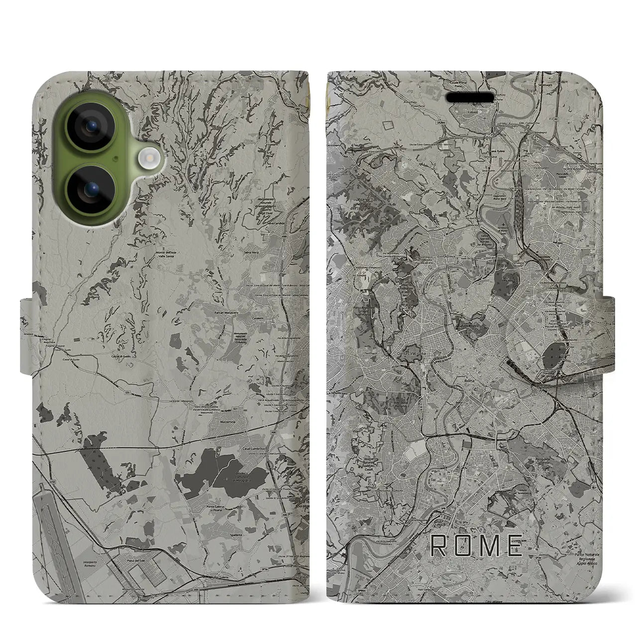 【ローマ(イタリア)】地図柄iPhoneケース(手帳タイプ)