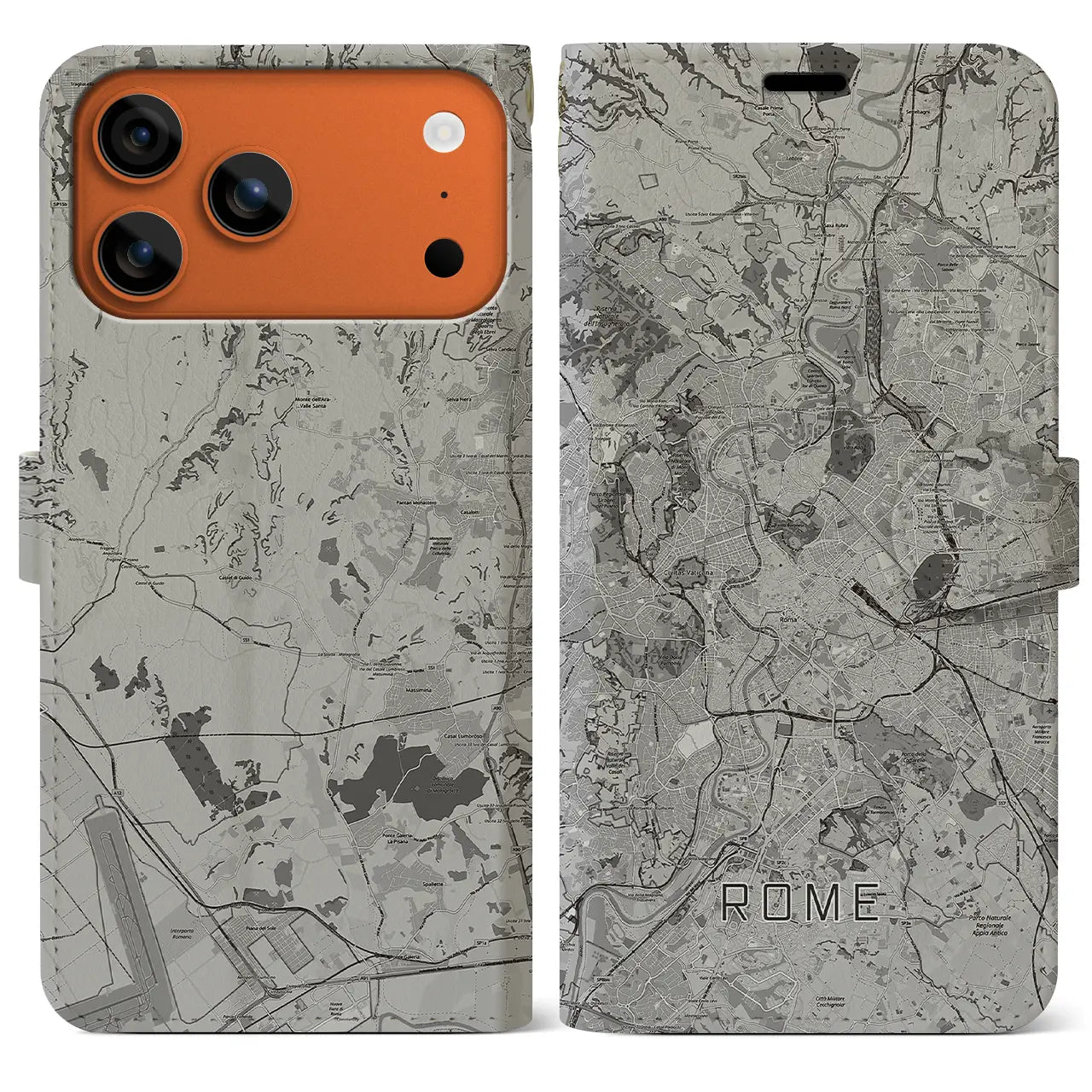 【ローマ(イタリア)】地図柄iPhoneケース(手帳タイプ)