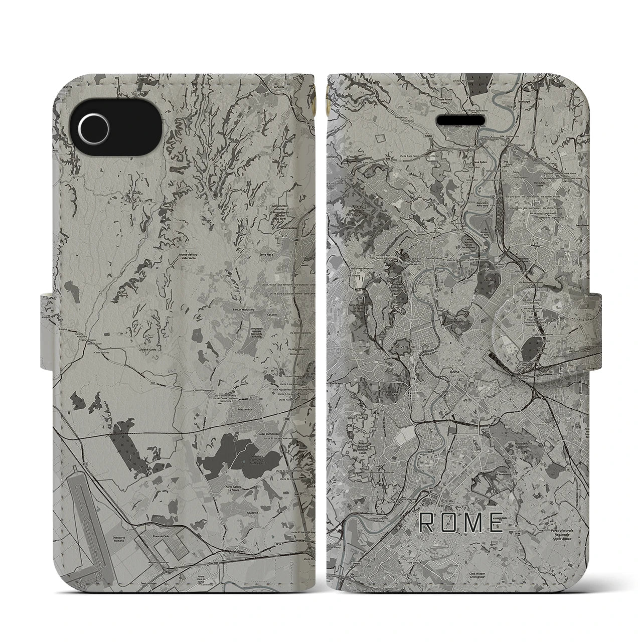 【ローマ(イタリア)】地図柄iPhoneケース(手帳タイプ)