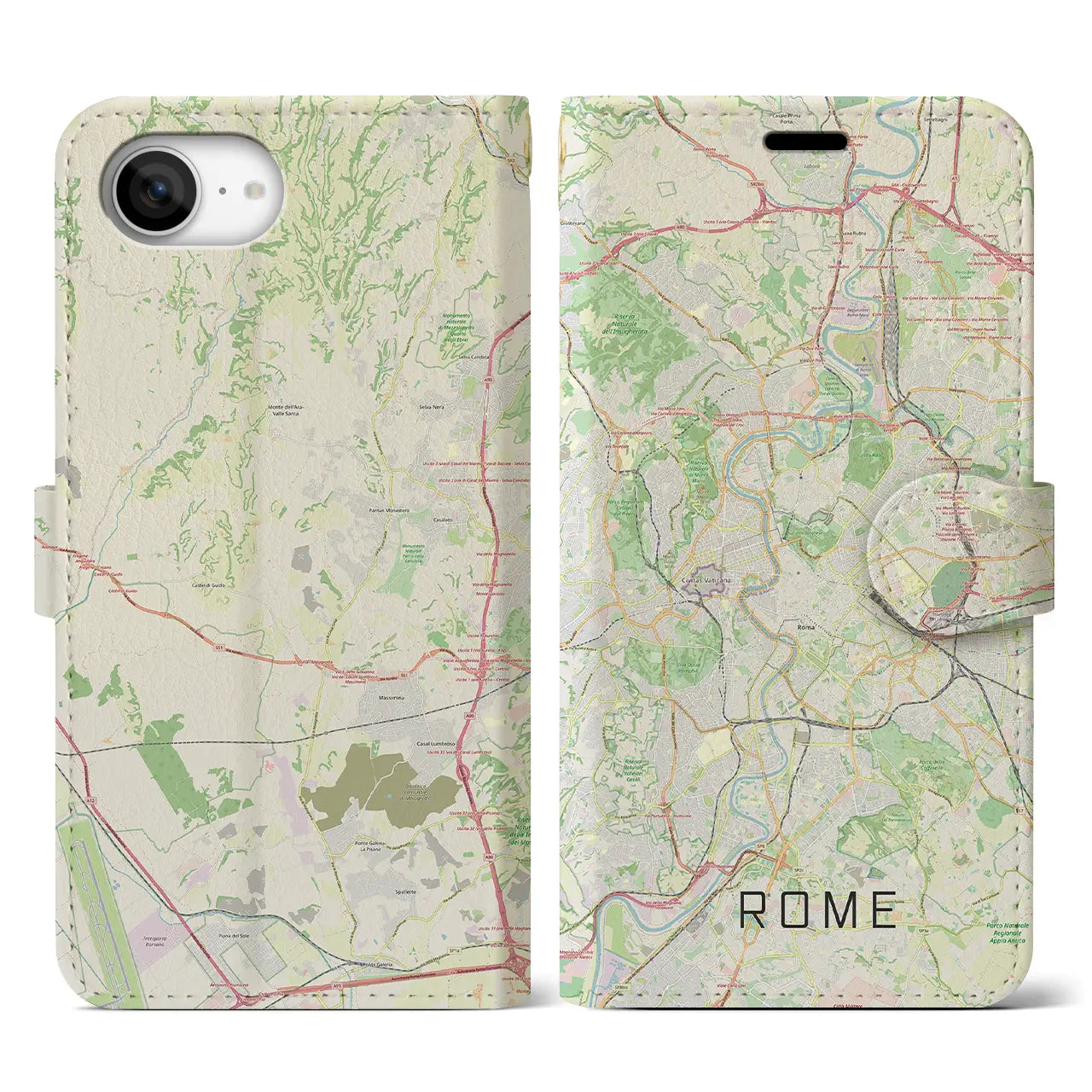 【ローマ(イタリア)】地図柄iPhoneケース(手帳タイプ)