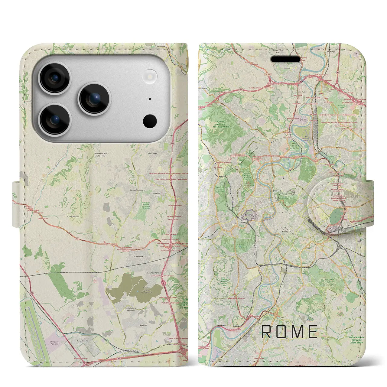 【ローマ(イタリア)】地図柄iPhoneケース(手帳タイプ)