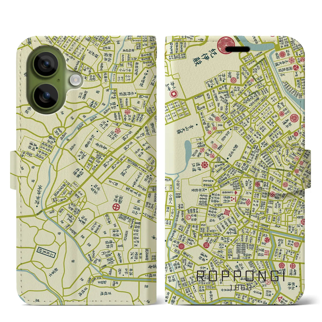 【六本木(東京都)】万延江戸図iPhoneケース(手帳タイプ)