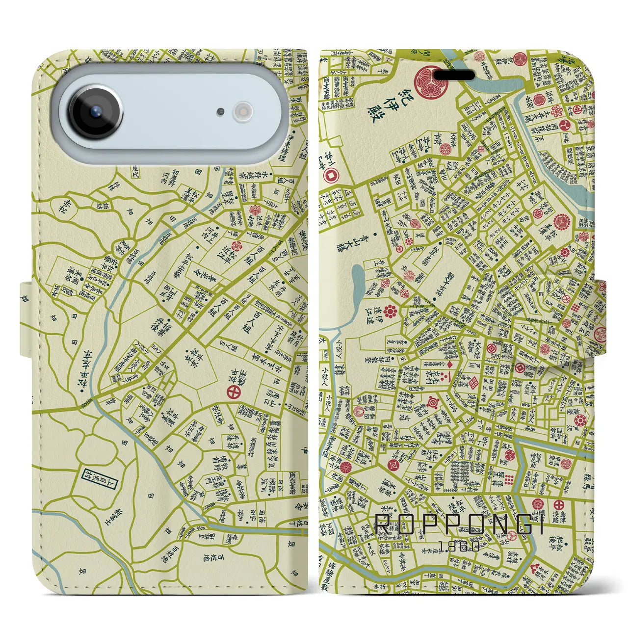 【六本木(東京都)】万延江戸図iPhoneケース(手帳タイプ)