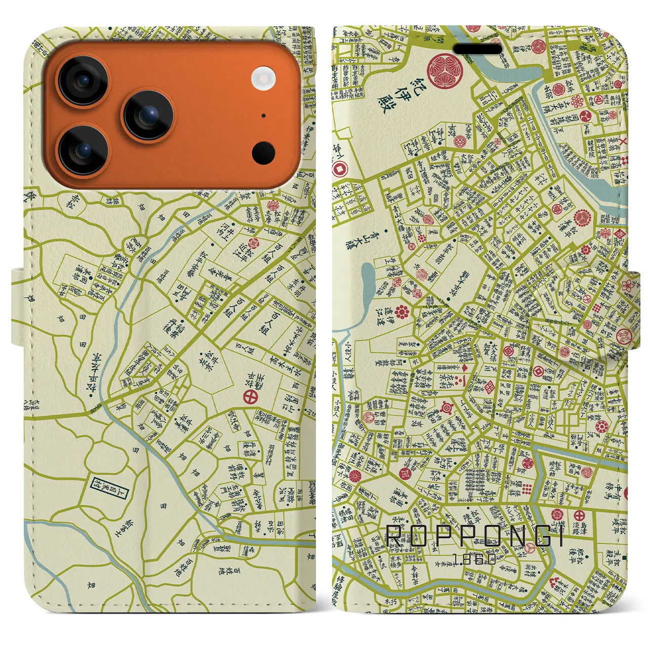 【六本木(東京都)】万延江戸図iPhoneケース(手帳タイプ)