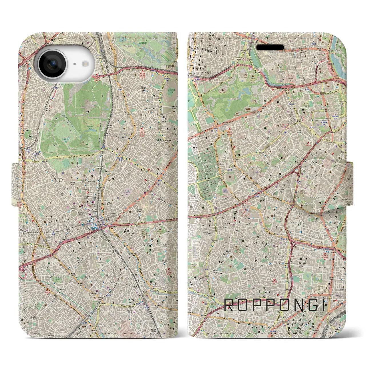 【六本木(東京都)】地図柄iPhoneケース(手帳タイプ)