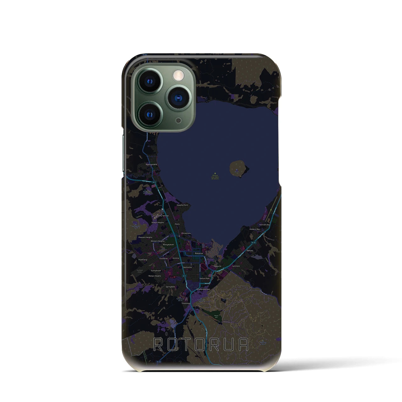 【ロトルア(ニュージーランド)】地図柄iPhoneケース(バックカバータイプ)