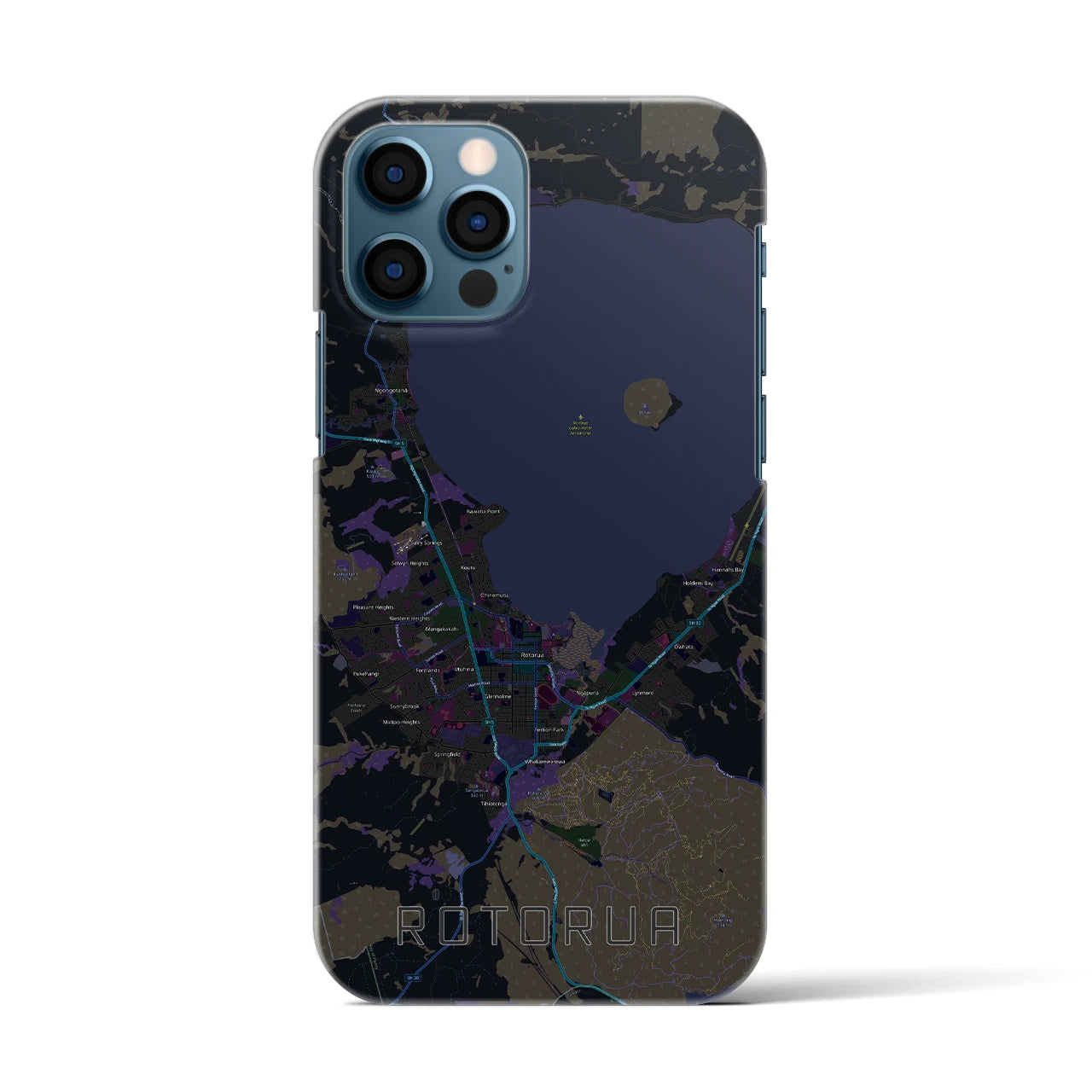 【ロトルア(ニュージーランド)】地図柄iPhoneケース(バックカバータイプ)