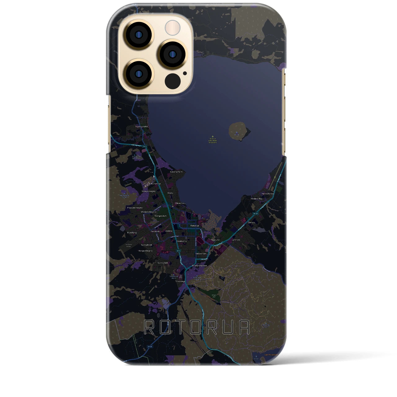 【ロトルア(ニュージーランド)】地図柄iPhoneケース(バックカバータイプ)