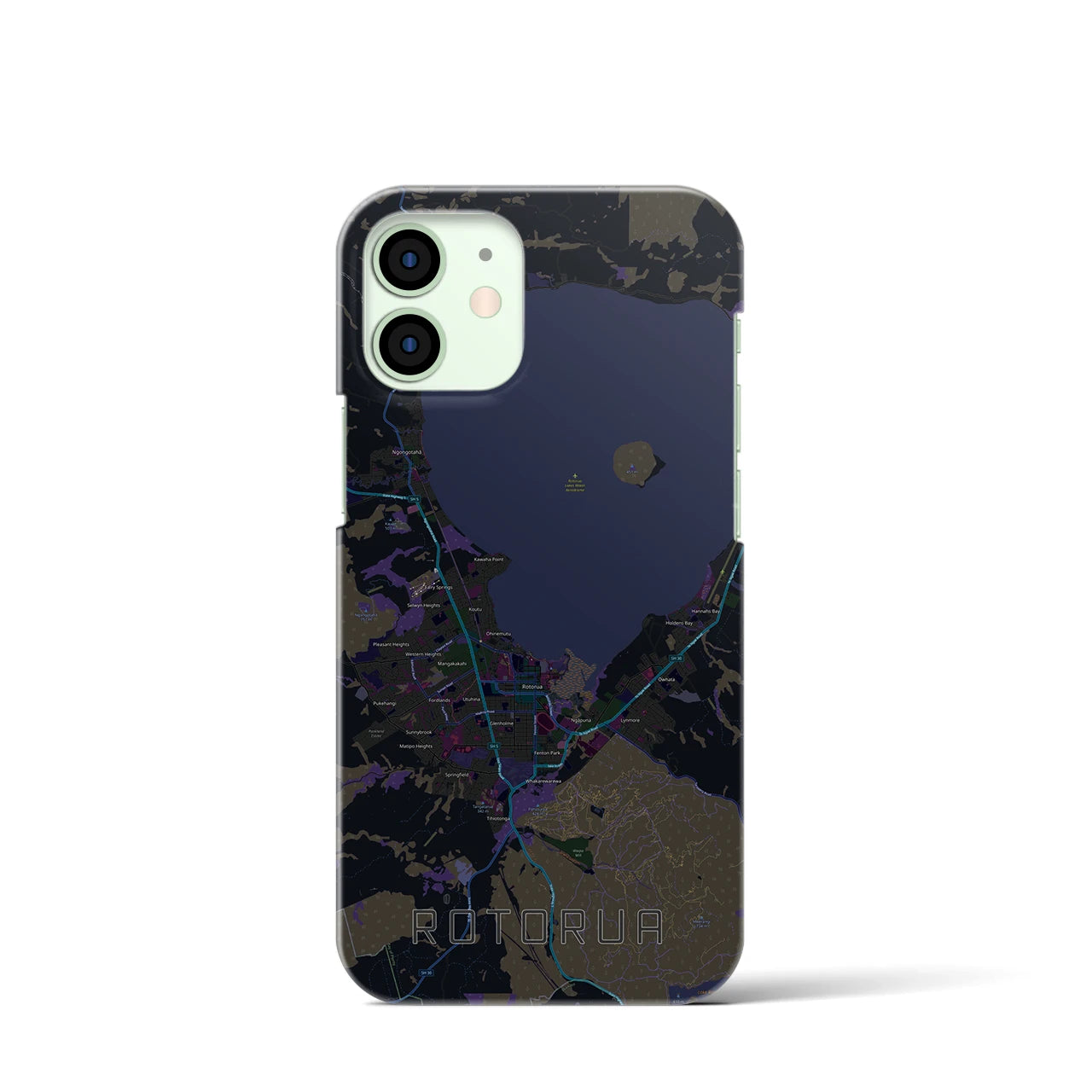 【ロトルア(ニュージーランド)】地図柄iPhoneケース(バックカバータイプ)