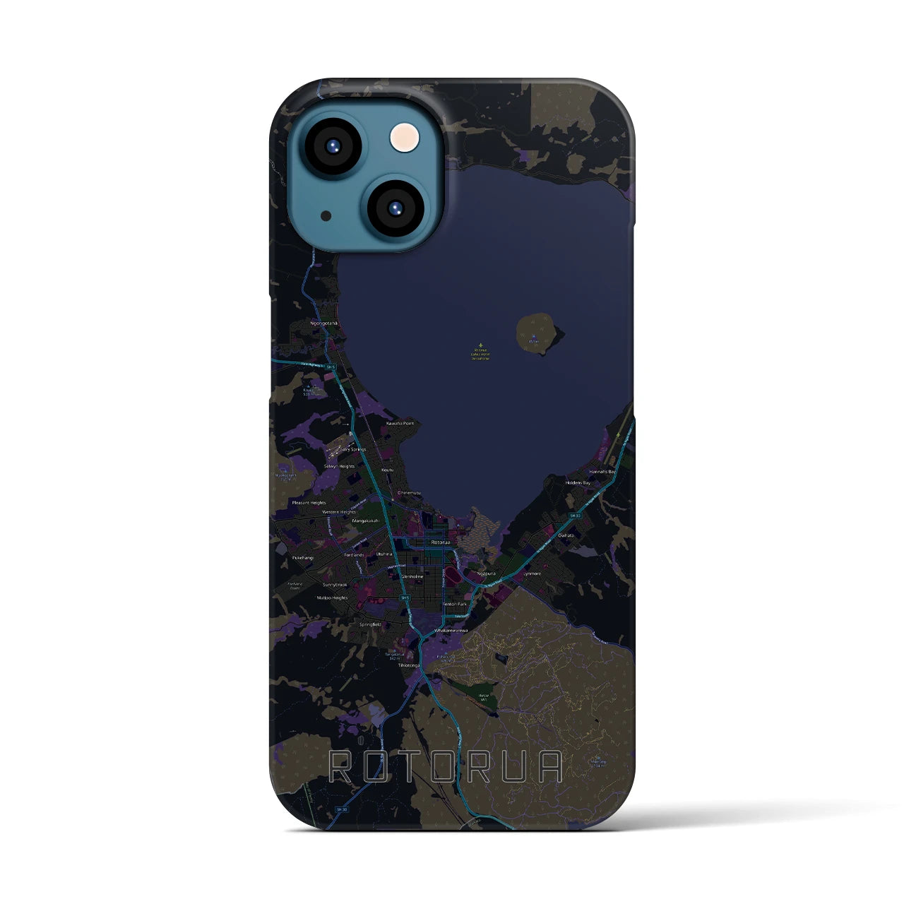 【ロトルア(ニュージーランド)】地図柄iPhoneケース(バックカバータイプ)