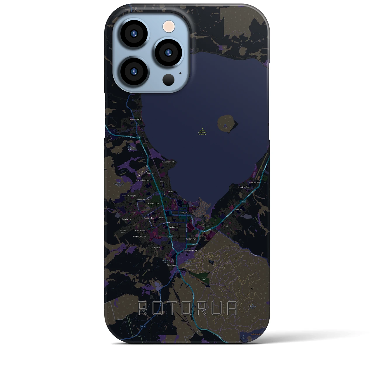 【ロトルア(ニュージーランド)】地図柄iPhoneケース(バックカバータイプ)
