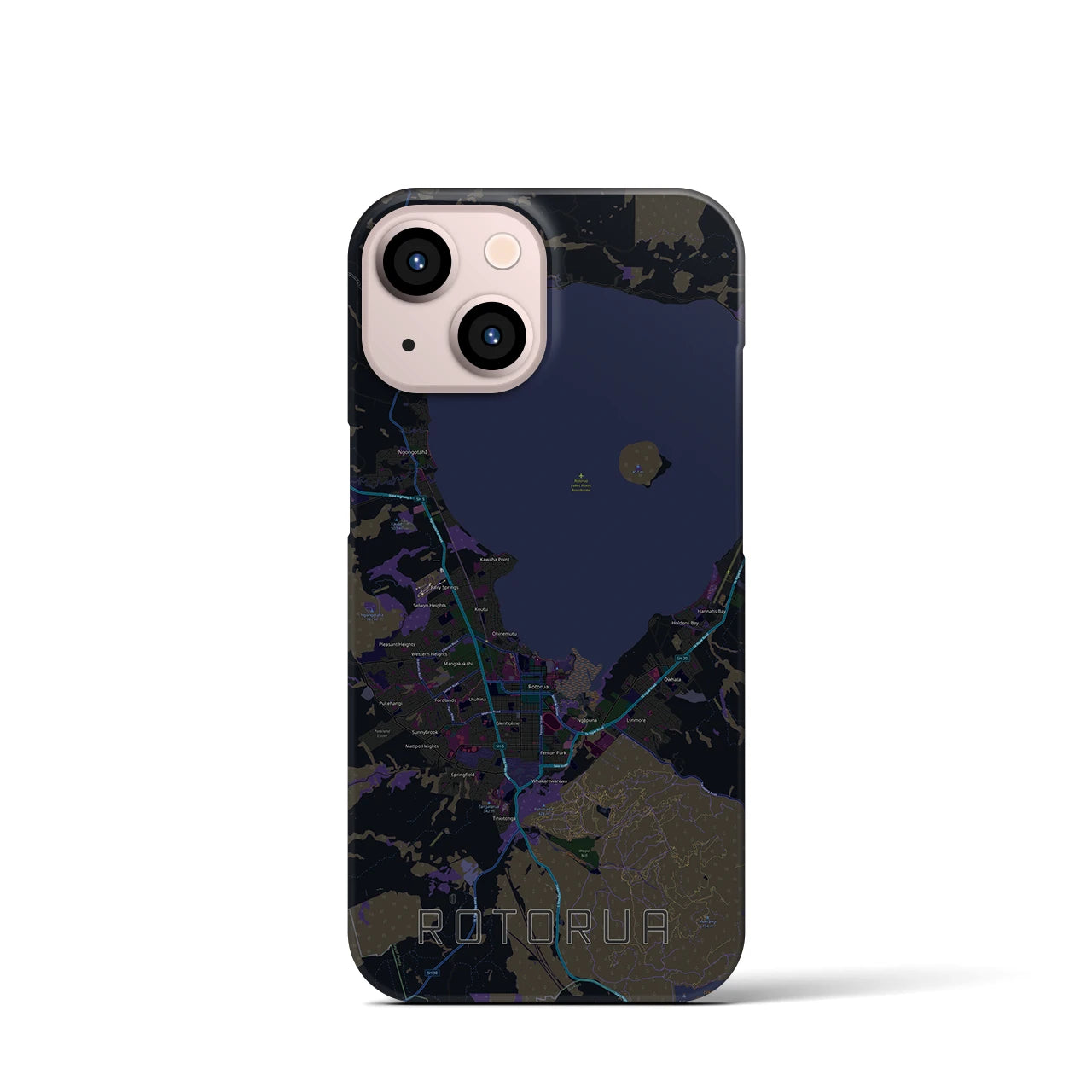 【ロトルア(ニュージーランド)】地図柄iPhoneケース(バックカバータイプ)