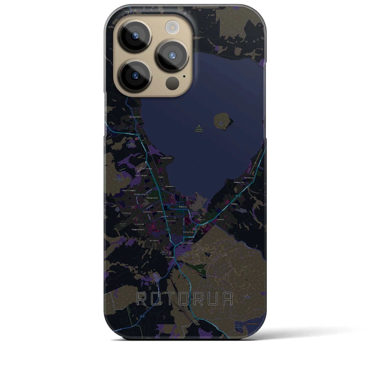 【ロトルア(ニュージーランド)】地図柄iPhoneケース(バックカバータイプ)