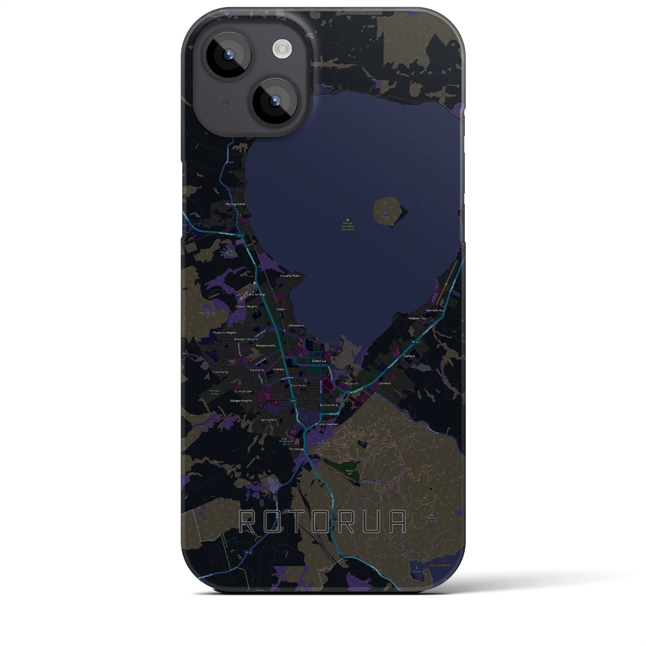 【ロトルア(ニュージーランド)】地図柄iPhoneケース(バックカバータイプ)