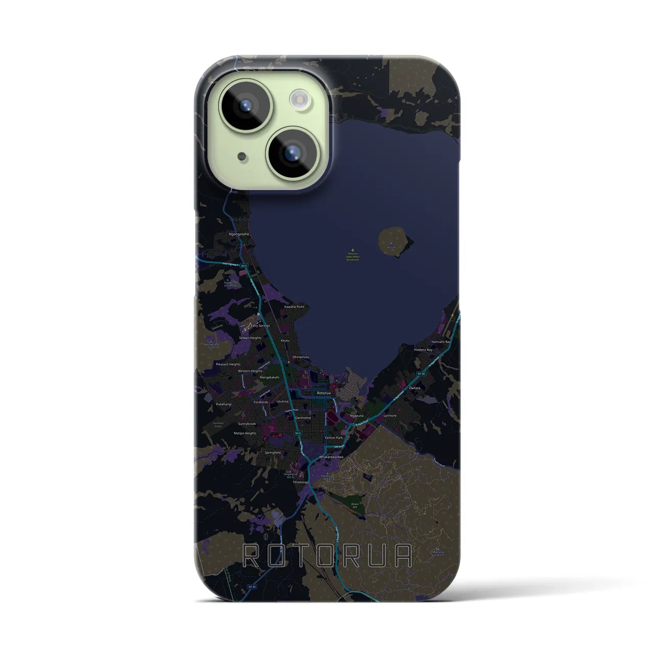 【ロトルア(ニュージーランド)】地図柄iPhoneケース(バックカバータイプ)