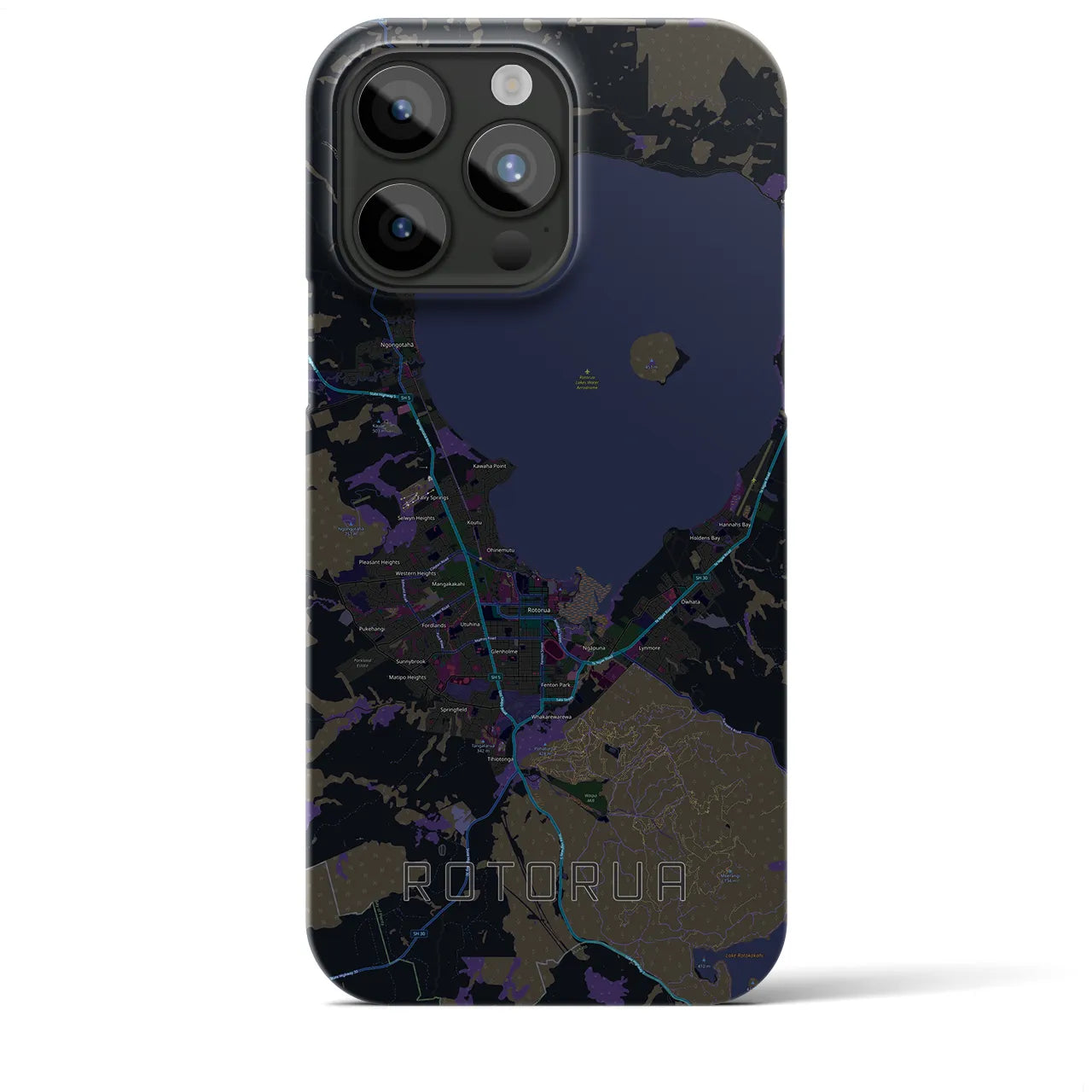 【ロトルア(ニュージーランド)】地図柄iPhoneケース(バックカバータイプ)