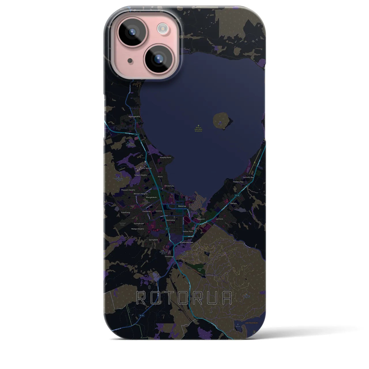【ロトルア(ニュージーランド)】地図柄iPhoneケース(バックカバータイプ)