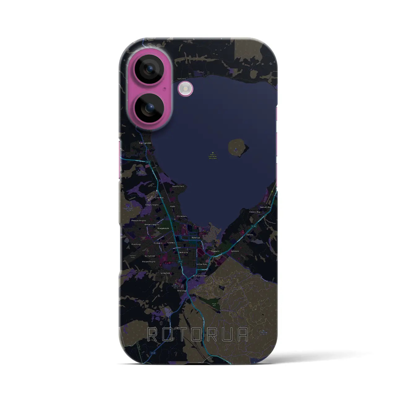 【ロトルア(ニュージーランド)】地図柄iPhoneケース(バックカバータイプ)