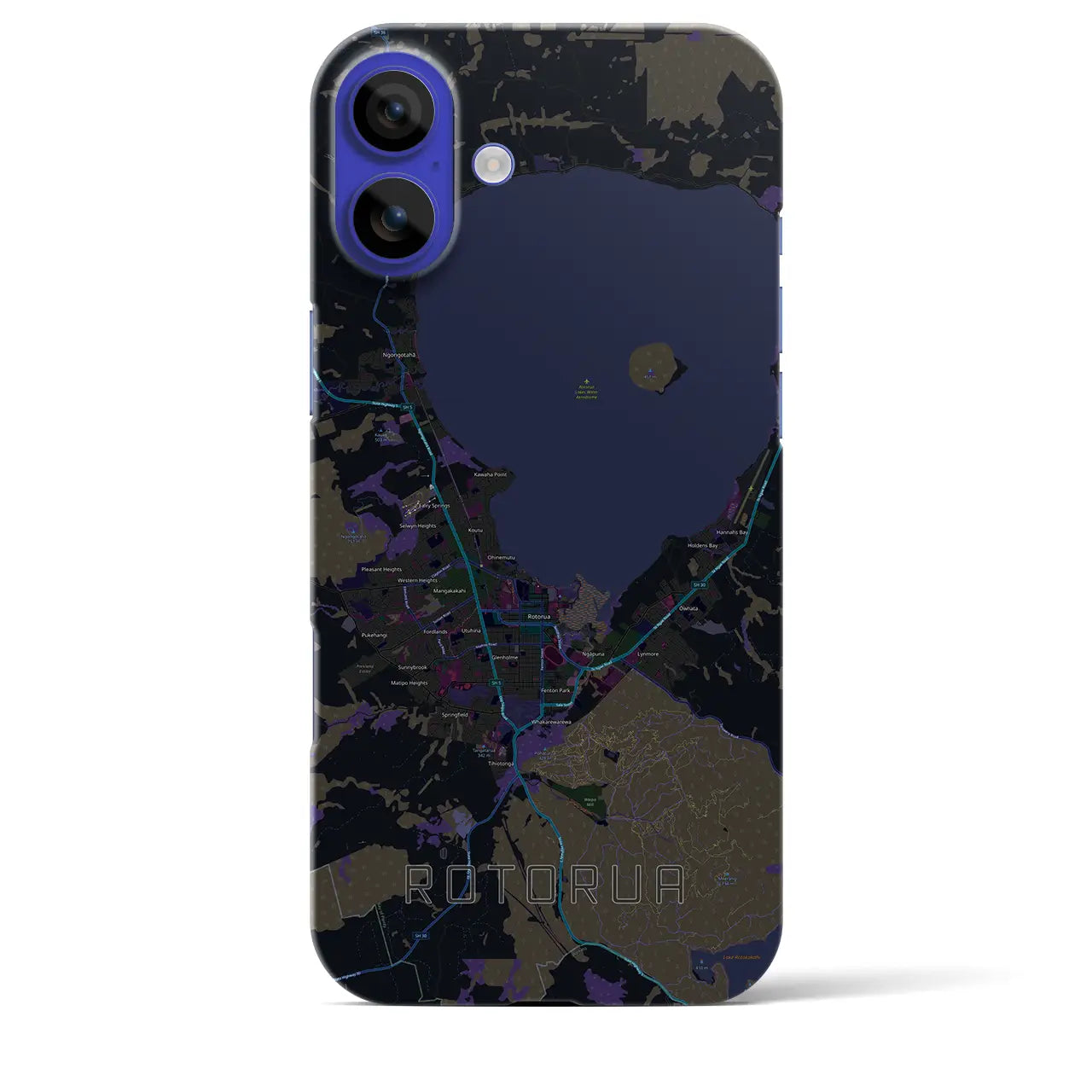 【ロトルア(ニュージーランド)】地図柄iPhoneケース(バックカバータイプ)