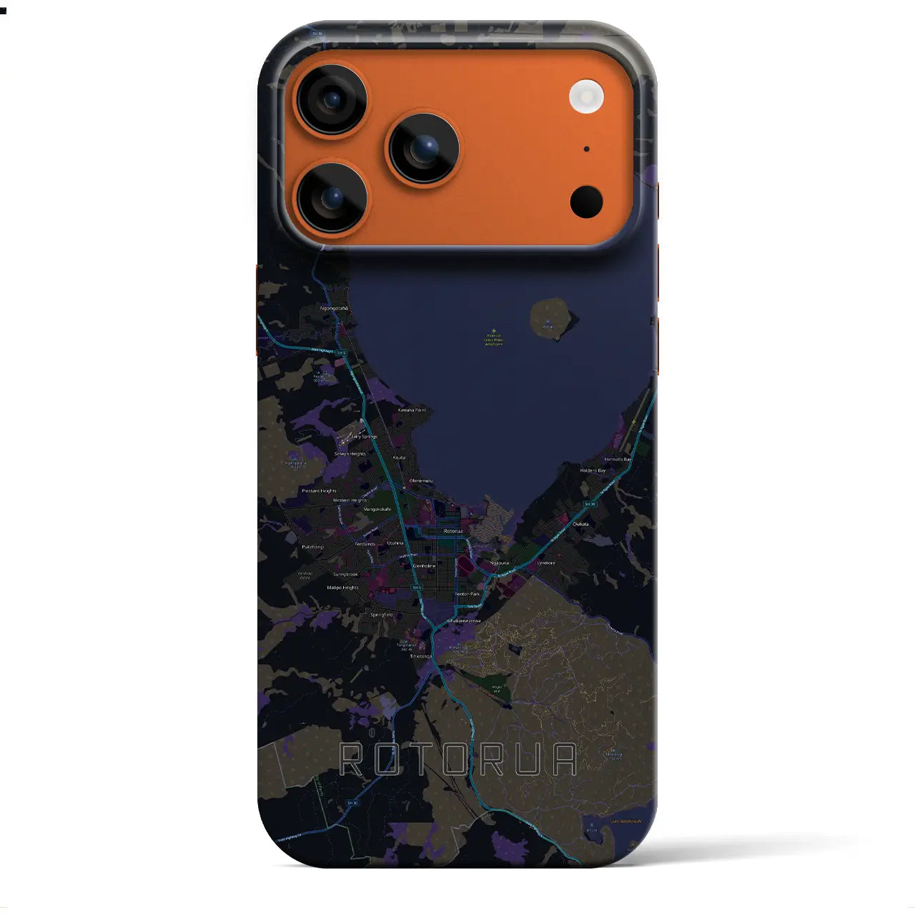 【ロトルア(ニュージーランド)】地図柄iPhoneケース(バックカバータイプ)