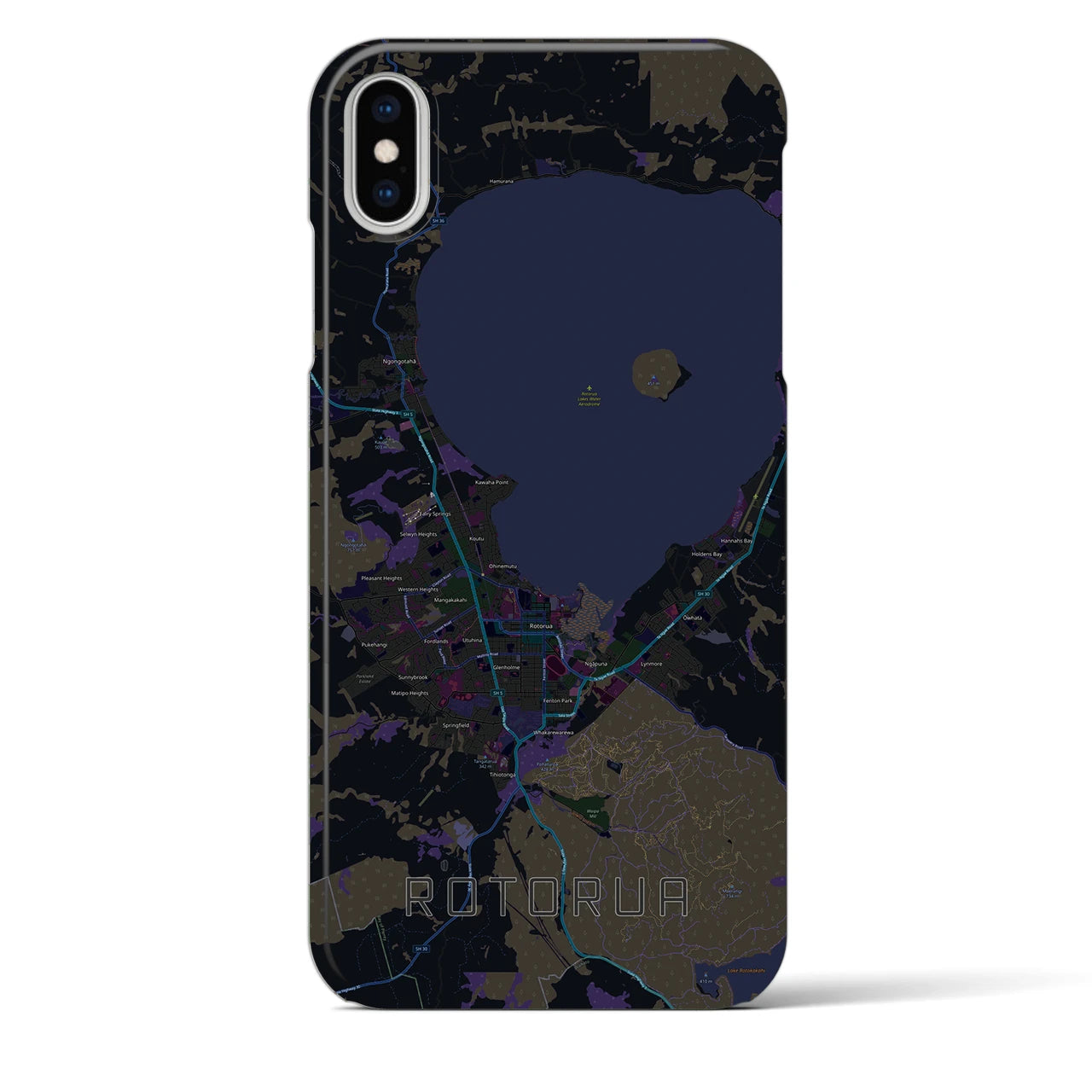 【ロトルア(ニュージーランド)】地図柄iPhoneケース(バックカバータイプ)