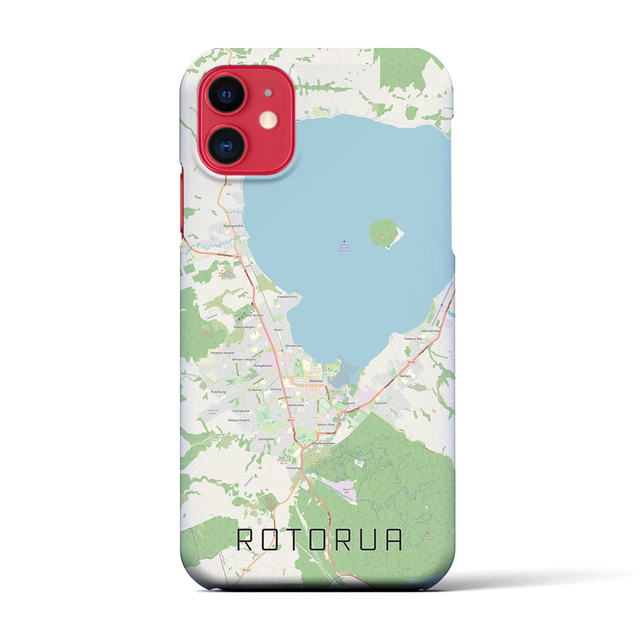【ロトルア(ニュージーランド)】地図柄iPhoneケース(バックカバータイプ)