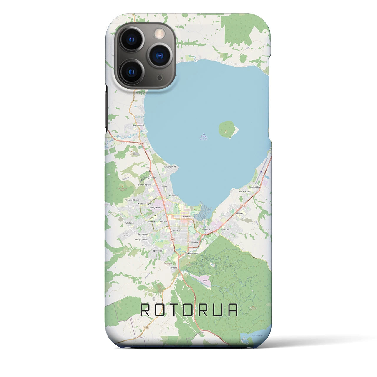 【ロトルア(ニュージーランド)】地図柄iPhoneケース(バックカバータイプ)