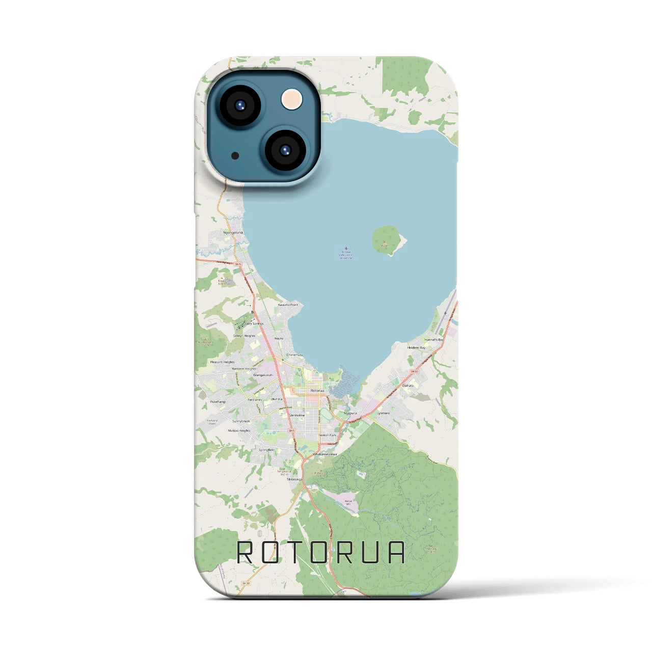 【ロトルア(ニュージーランド)】地図柄iPhoneケース(バックカバータイプ)