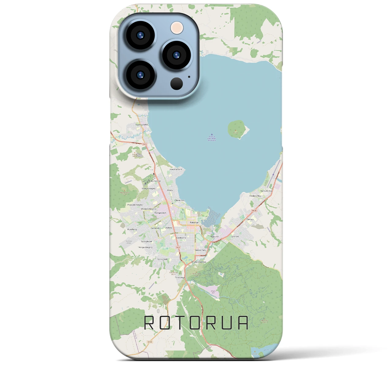 【ロトルア(ニュージーランド)】地図柄iPhoneケース(バックカバータイプ)