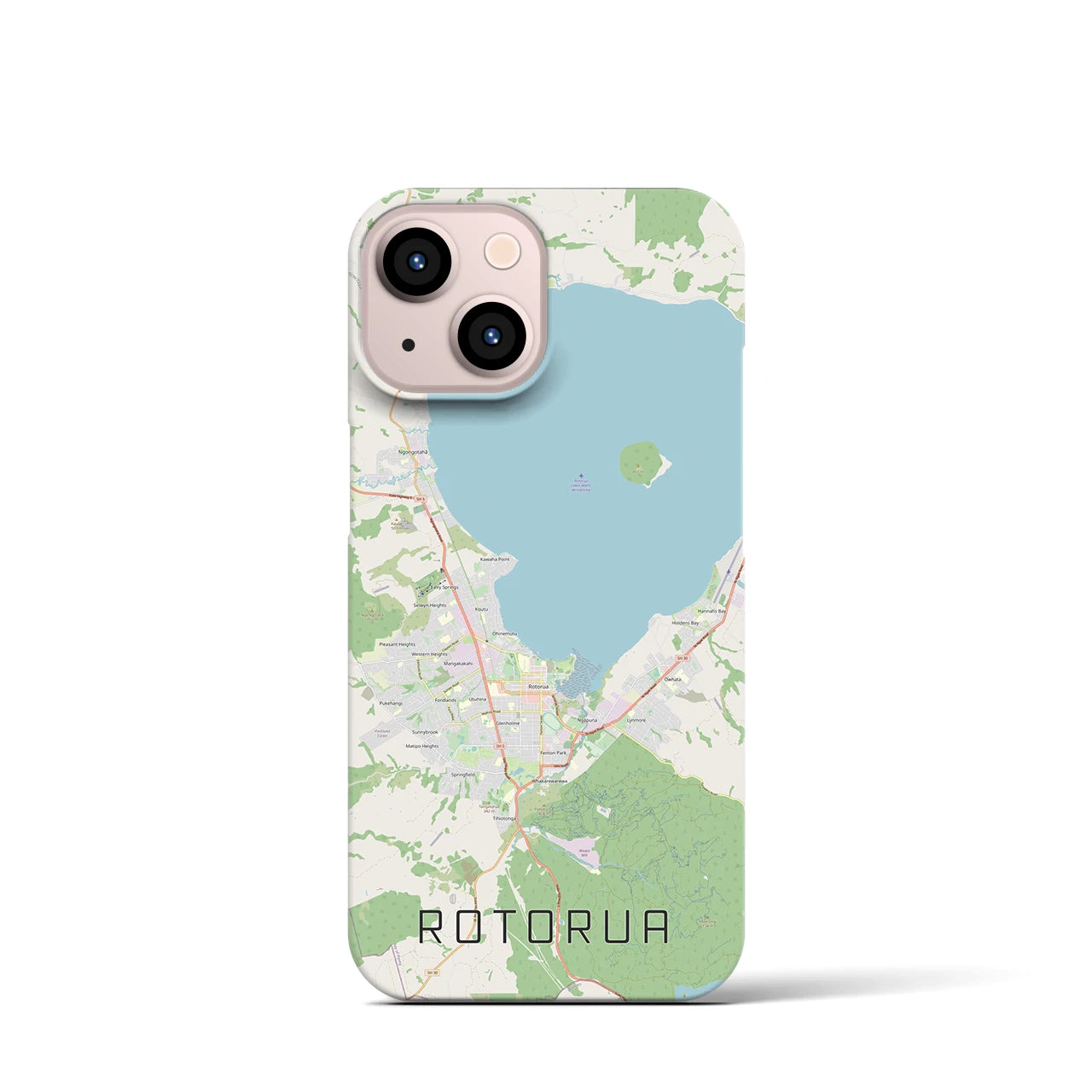 【ロトルア(ニュージーランド)】地図柄iPhoneケース(バックカバータイプ)