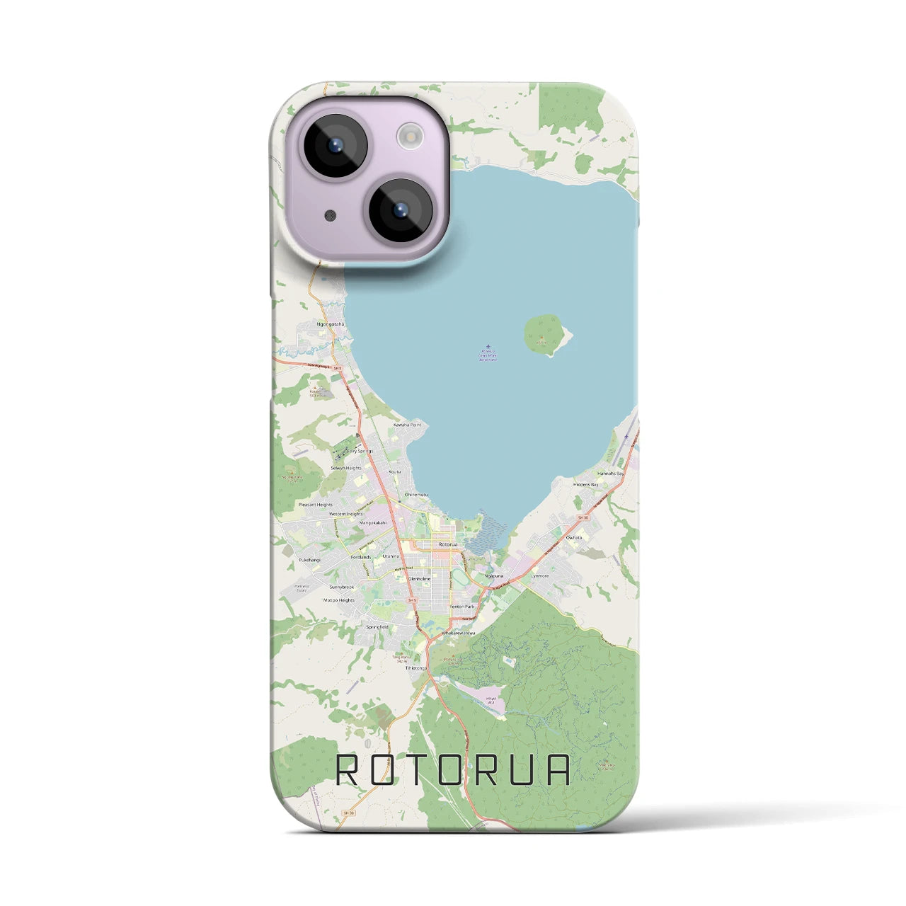 【ロトルア(ニュージーランド)】地図柄iPhoneケース(バックカバータイプ)
