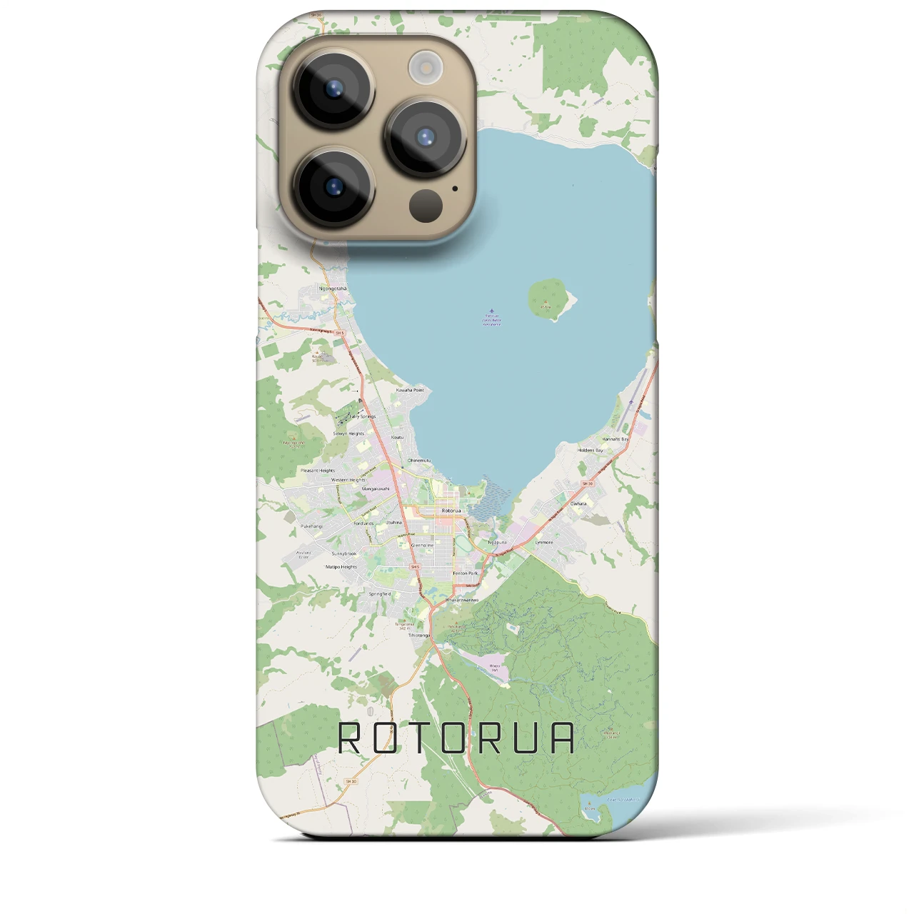 【ロトルア(ニュージーランド)】地図柄iPhoneケース(バックカバータイプ)