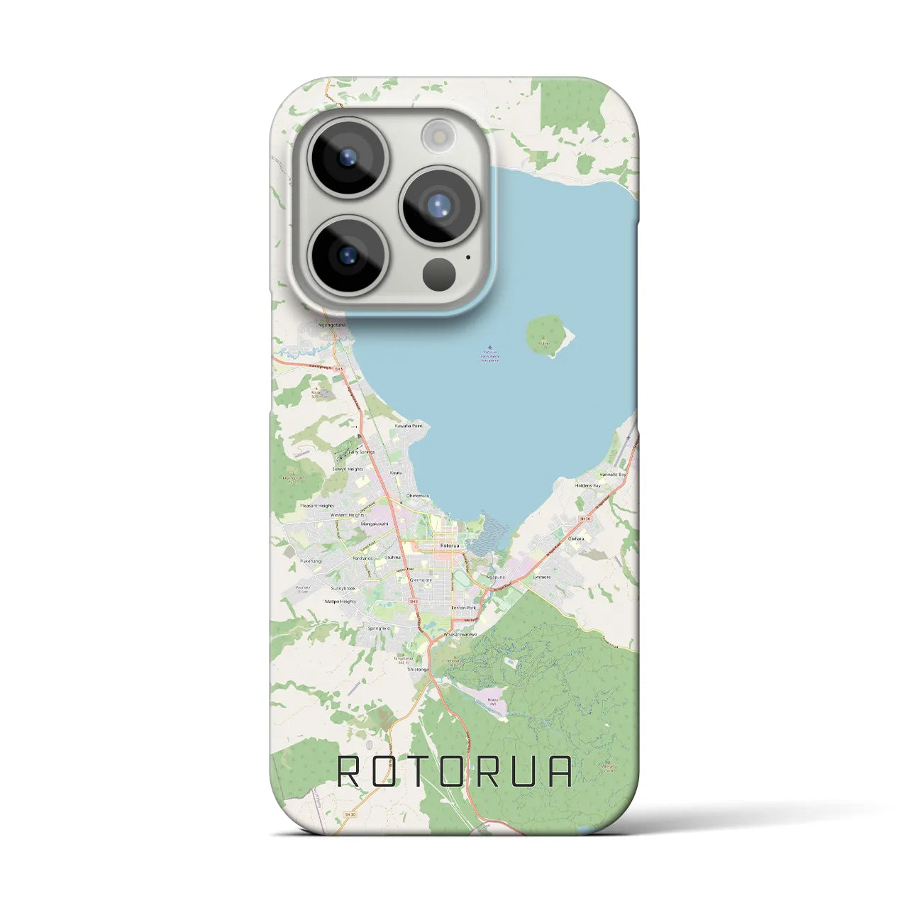 【ロトルア(ニュージーランド)】地図柄iPhoneケース(バックカバータイプ)