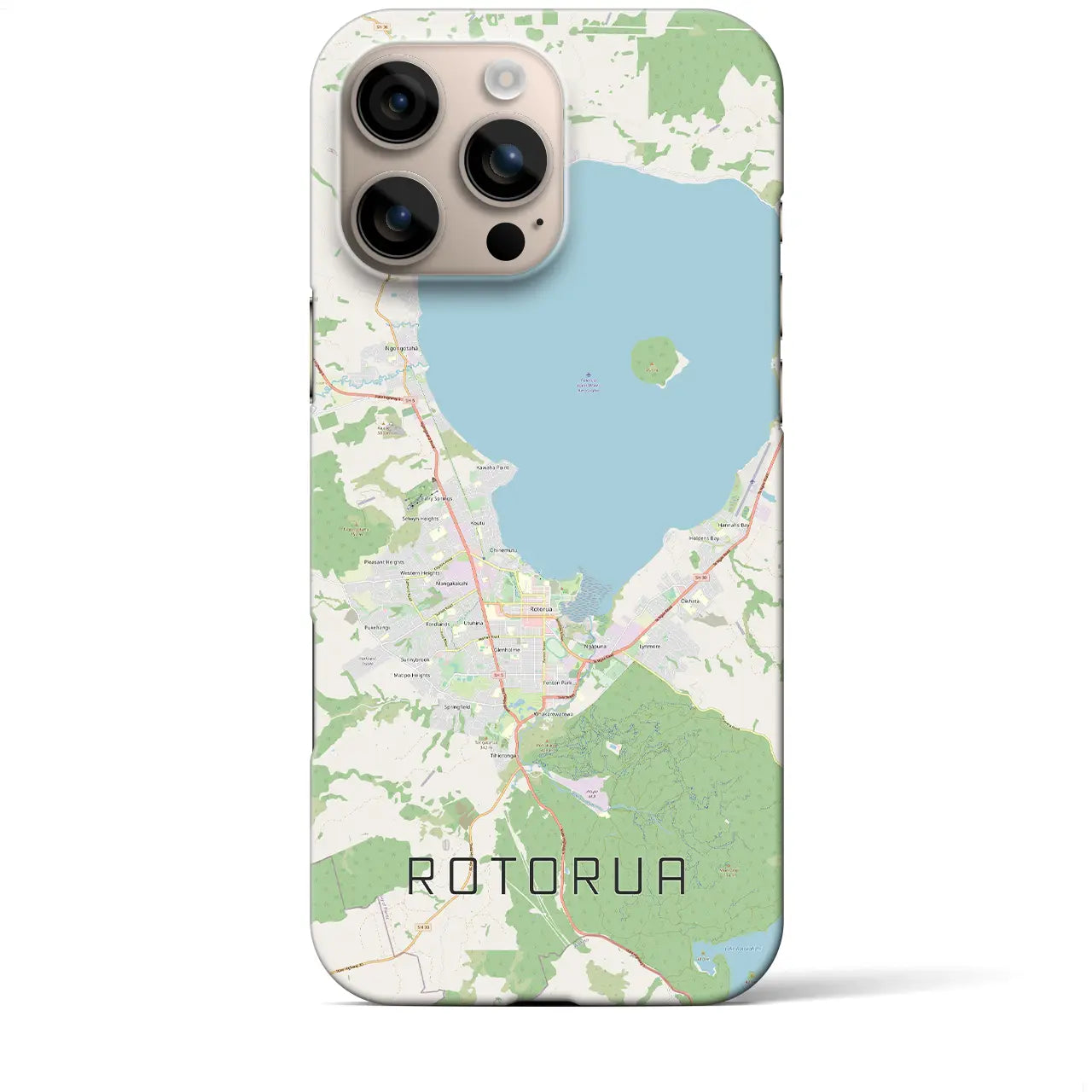 【ロトルア(ニュージーランド)】地図柄iPhoneケース(バックカバータイプ)