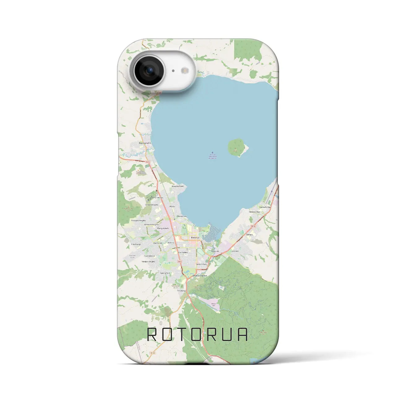 【ロトルア(ニュージーランド)】地図柄iPhoneケース(バックカバータイプ)