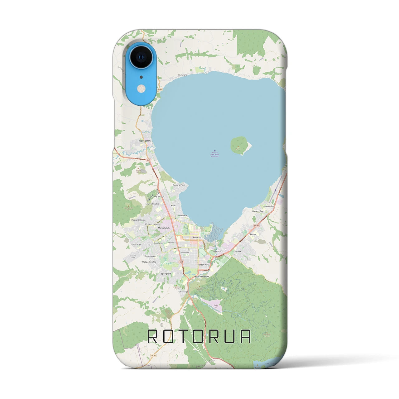 【ロトルア(ニュージーランド)】地図柄iPhoneケース(バックカバータイプ)