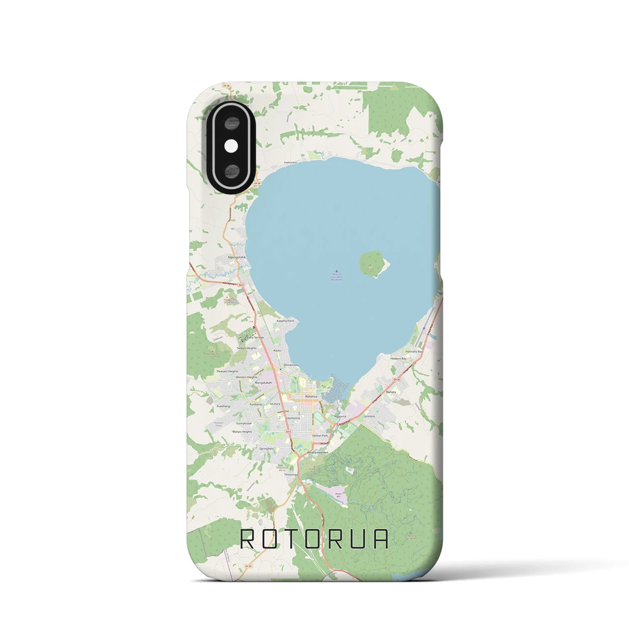 【ロトルア(ニュージーランド)】地図柄iPhoneケース(バックカバータイプ)