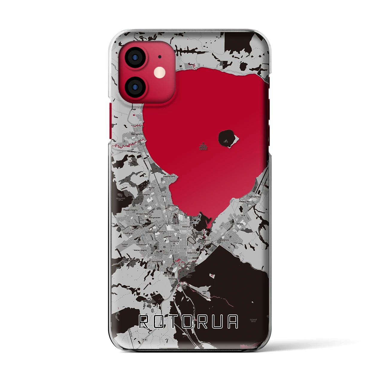 【ロトルア(ニュージーランド)】地図柄iPhoneケース(クリアタイプ)