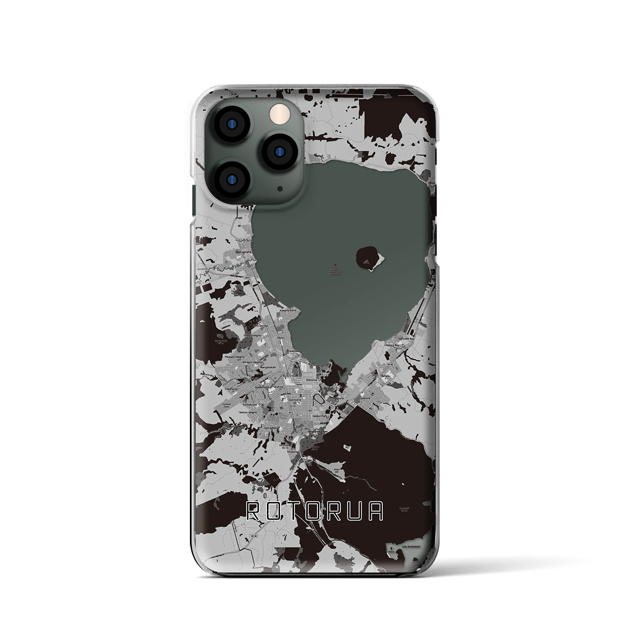 【ロトルア(ニュージーランド)】地図柄iPhoneケース(クリアタイプ)