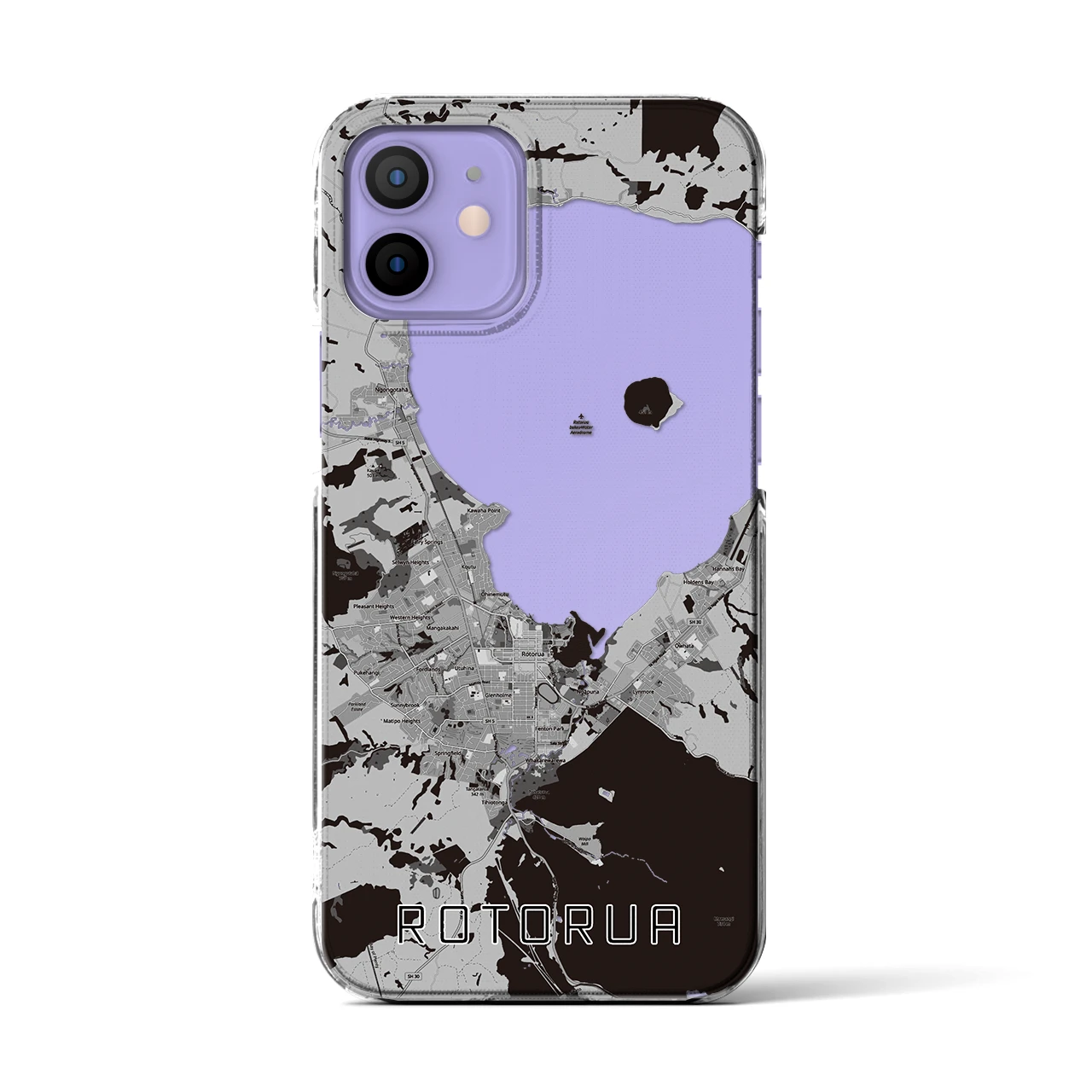 【ロトルア(ニュージーランド)】地図柄iPhoneケース(クリアタイプ)
