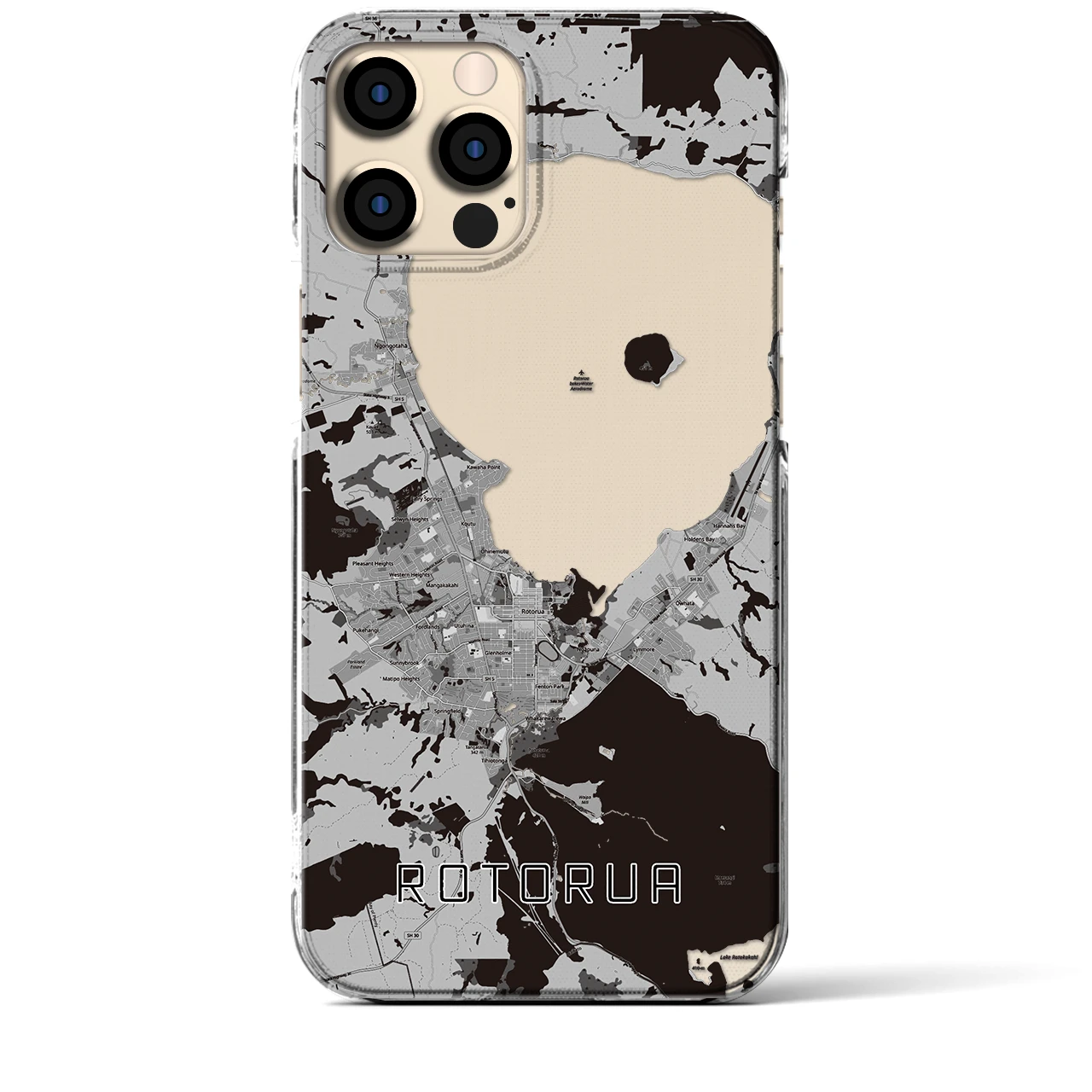 【ロトルア(ニュージーランド)】地図柄iPhoneケース(クリアタイプ)