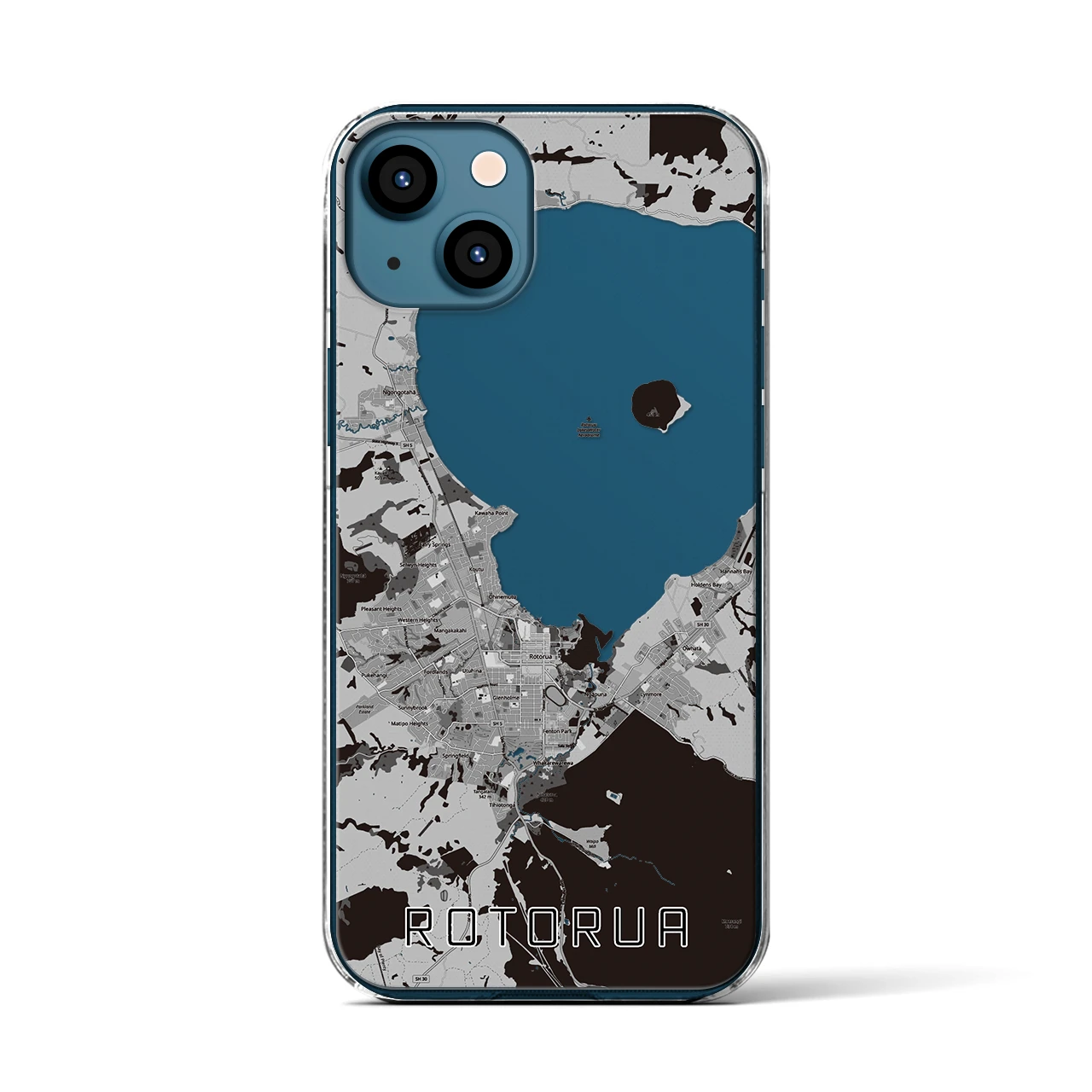 【ロトルア(ニュージーランド)】地図柄iPhoneケース(クリアタイプ)