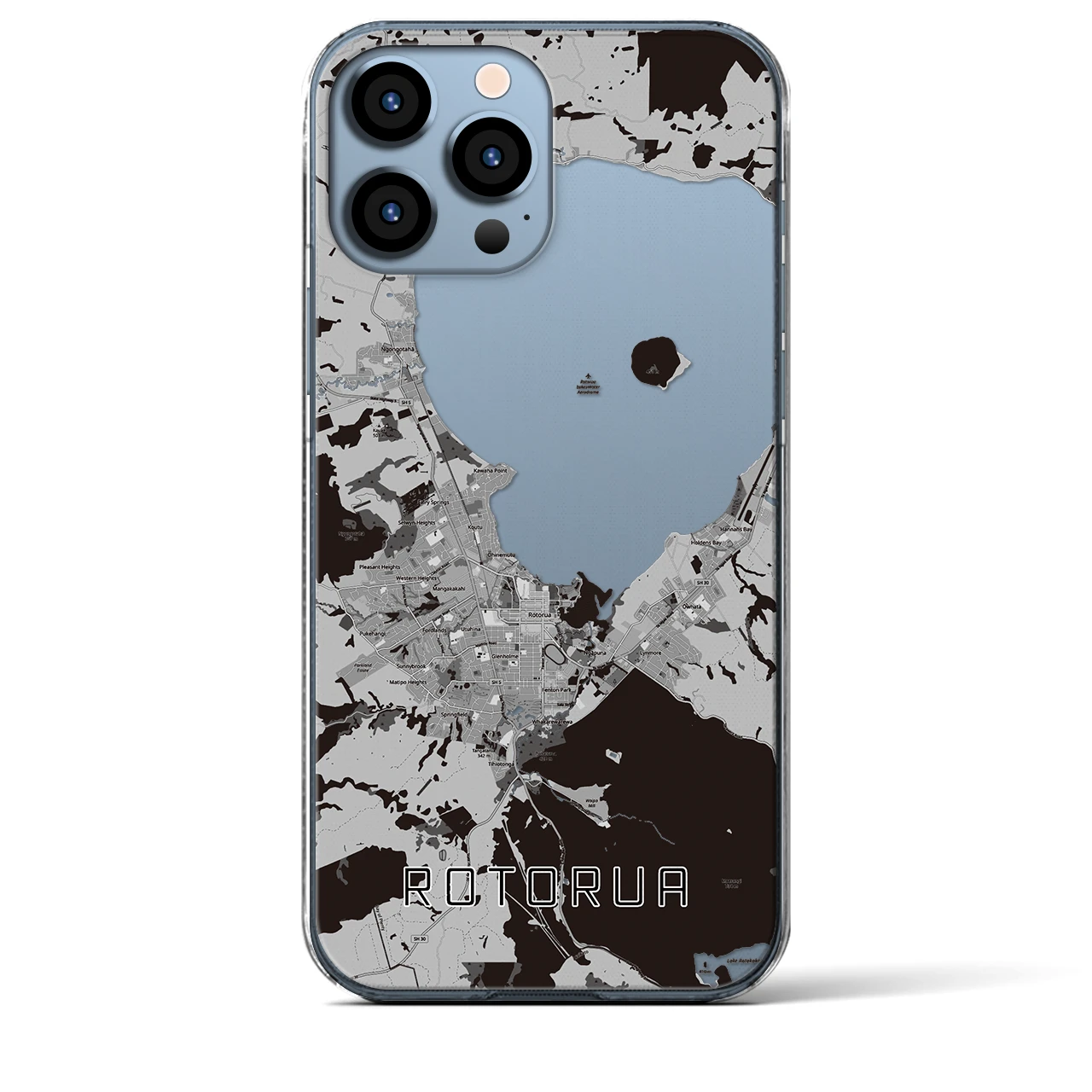 【ロトルア(ニュージーランド)】地図柄iPhoneケース(クリアタイプ)