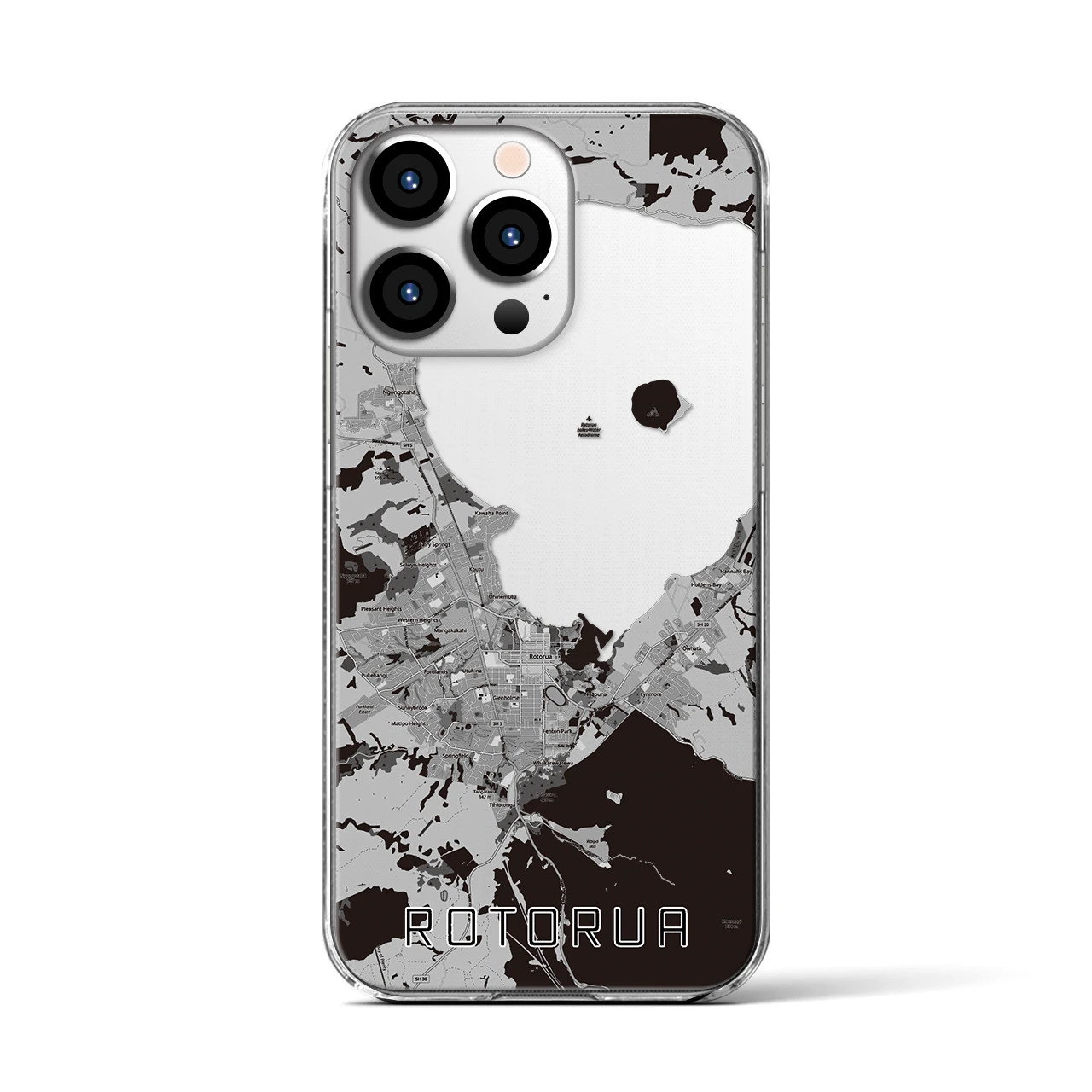 【ロトルア(ニュージーランド)】地図柄iPhoneケース(クリアタイプ)