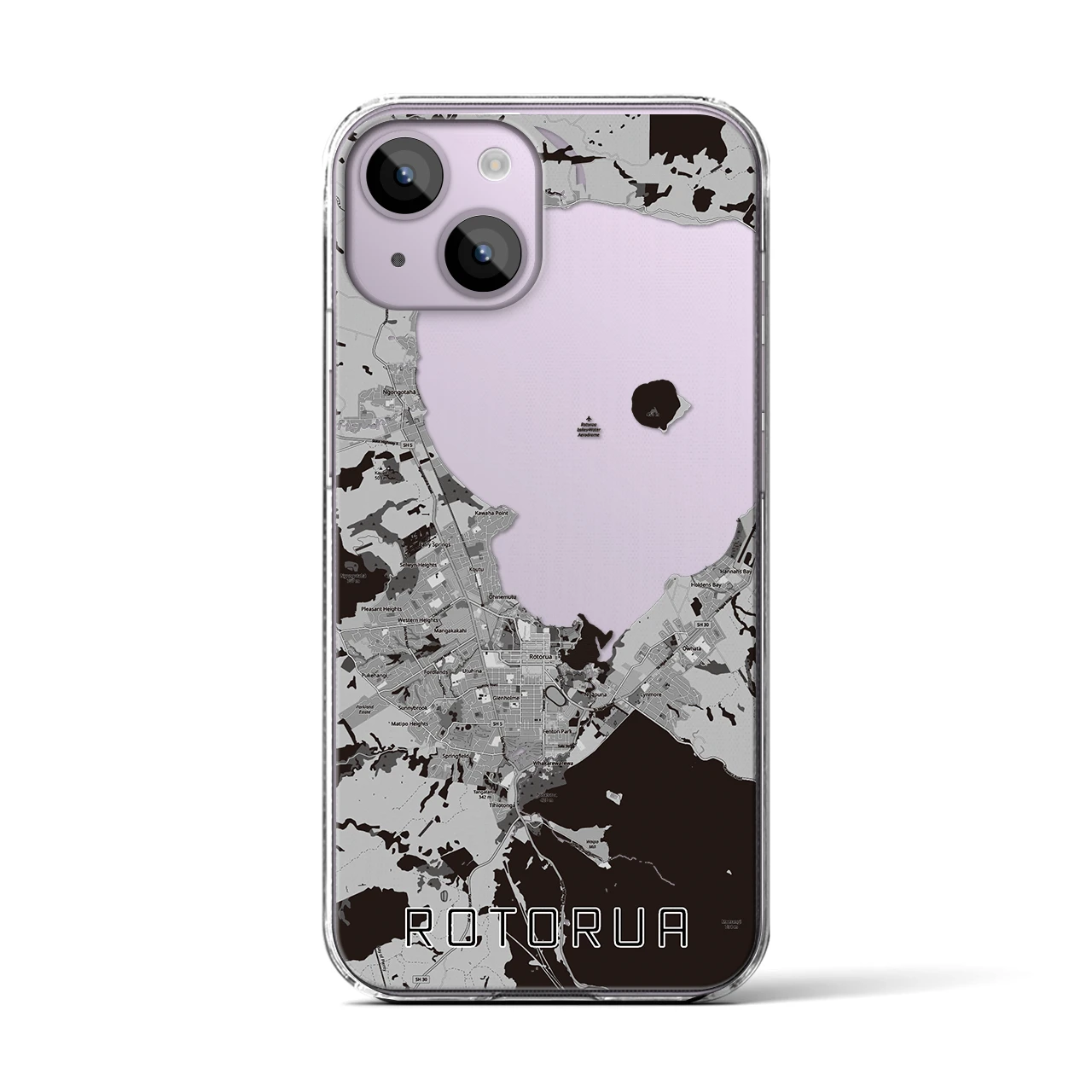 【ロトルア(ニュージーランド)】地図柄iPhoneケース(クリアタイプ)