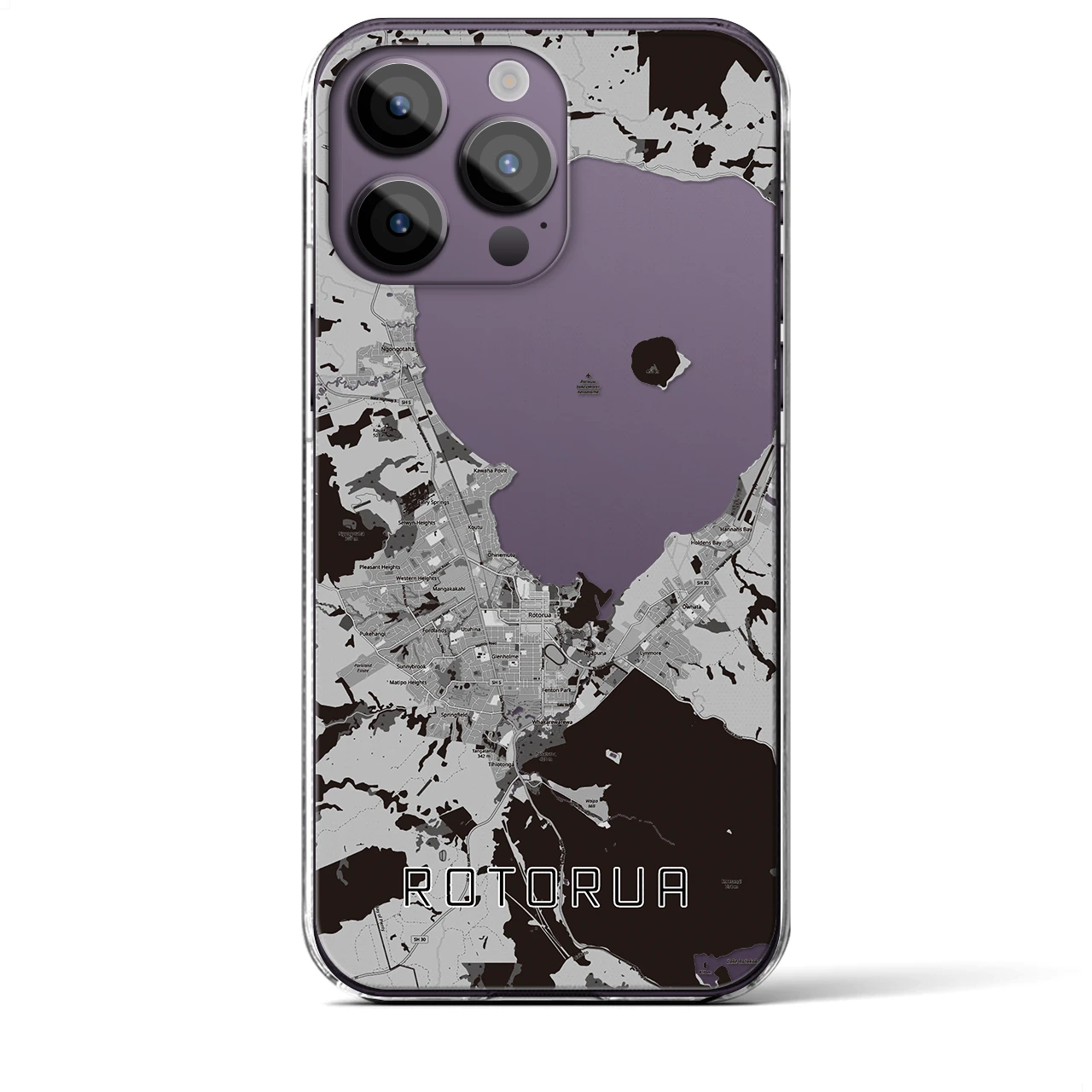 【ロトルア(ニュージーランド)】地図柄iPhoneケース(クリアタイプ)
