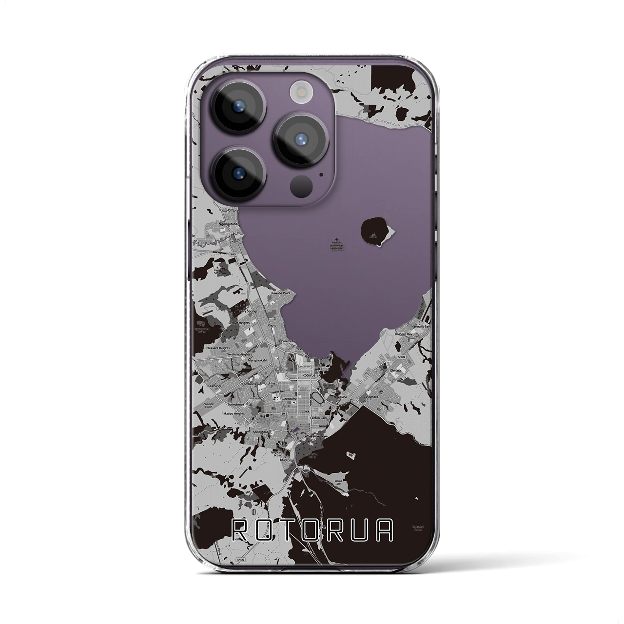 【ロトルア(ニュージーランド)】地図柄iPhoneケース(クリアタイプ)