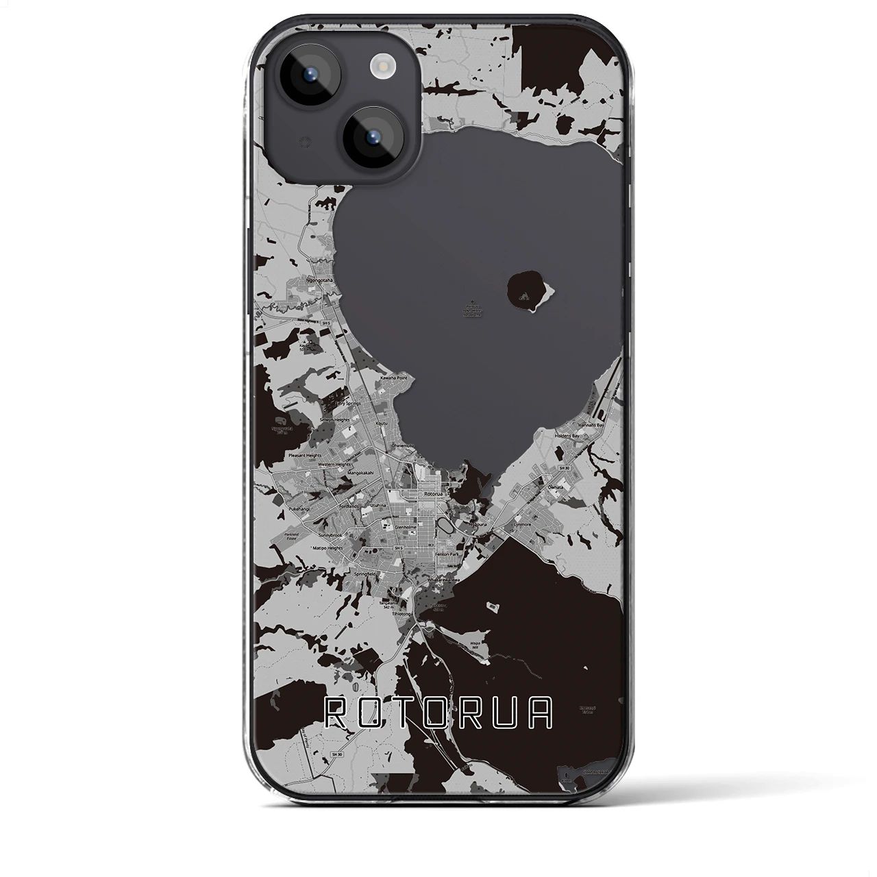 【ロトルア(ニュージーランド)】地図柄iPhoneケース(クリアタイプ)